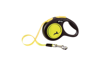 Flexi leash New Classic M riem 5m tot 25kg geel neon