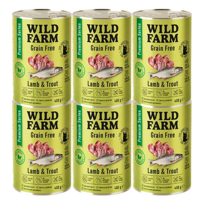 WILD FARM Premium Graanvrij Lam en Forel 6x400g - graanvrij kattenvoer