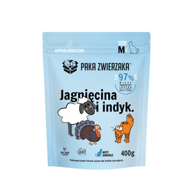 Paka Zwierzaka - Droog kattenvoer lam en kalkoen ''M'' 400g