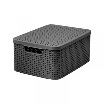 Curver mand met deksel Rattan Style M grafiet