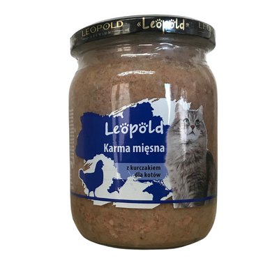 Leopold vleesvoeding met kip voor katten 500g (pot)