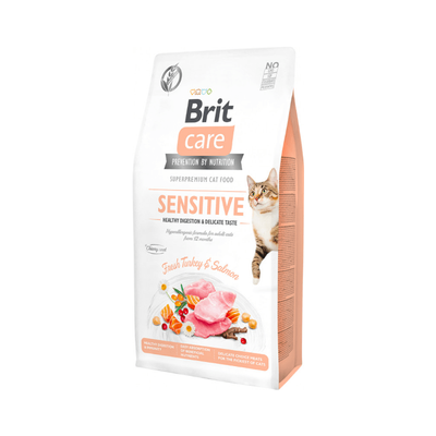 Brit Care Cat Grain-Free Sensitive Gezonde Spijsvertering & Delicate Smaak met Kalkoen & Zalm 2kg