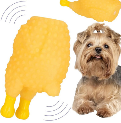 NUXIE® Rubber kip piepend speelgoed hond kauw 13.5cm