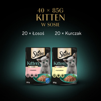 SHEBA Kitten Flavour Sachets 40x85 g - volledig natvoer voor kittens in saus (versnijdingen met: zalm, kip)