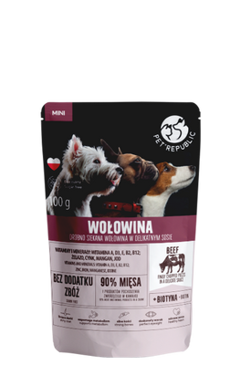 PetRepublic Mini Fijngehakte Stukjes in Delicate Rundvleessaus 100g