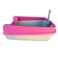 Paarse kattenbak met spatel 20cm x 35xm x 50cm