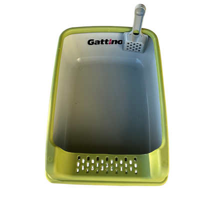 Groene kattenbak met peddel 20cm x 35xm x 50cm