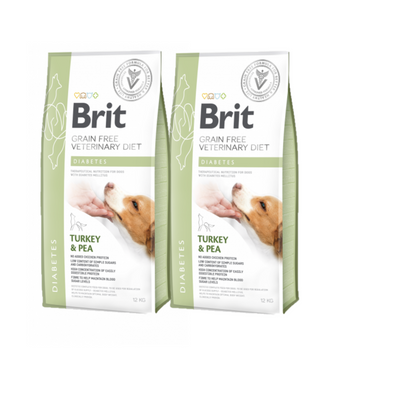 Brit Grain Free Veterinary Diet Honden Diabetes Kalkoen met Erwten 2x12kg