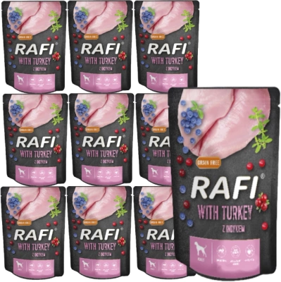 Rafi met kalkoen voor honden - zakje 10x300g (zwarte verpakking)