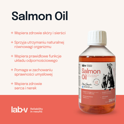 Lab-V 100% Zalmolie voor honden en katten van alle leeftijden 250 ml Koudgeperst