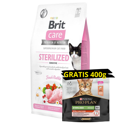 Brit Care Cat Grain-Free Sterilized Sensitive met Konijn 7kg + GRATIS een verrassing voor je kat!