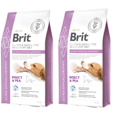 Brit GF Veterinary Diets Hond Ultra-Hypoallergeen Insect 2x12kg