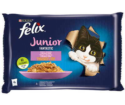 Felix Fantastic Junior Kip & Zalm Gelei 4x85g