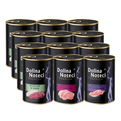 Dolina Noteci Premium voor katten rijk aan ganzen 12x400g mix van smaken
