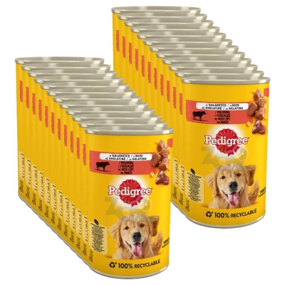 Pedigree Natvoer voor Volwassen Honden met Rundvlees Jellied Blik 24x400g