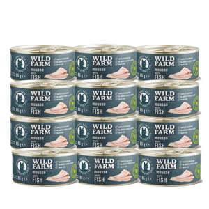 WILD FARM Mousse Witvis 12x80g - graanvrije mousse voor katten