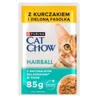 CAT CHOW Haarbal Kattenvoer met Kip en Groene Bonen in Saus 85g - 20 SIZEN + 6 GRATIS !!! + Groominghandschoen - Cat Chow GRATIS