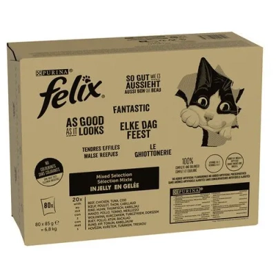 Felix Fantastisch Kattenvoer selectie van smaken in gelei 80x85g
