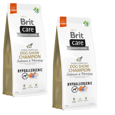 BRIT CARE Hond Hypoallergeen Honden Showkampioen Zalm & Haring 2x12kg