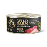 WILD FARM Filets Rund & Kip 12x70g - graanvrij nat kattenvoer in bouillon