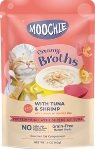 MOOCHIE Creamy Broths With Tuna & Shrimp Grain-Free 40g Romige bouillon met tonijn en garnalen