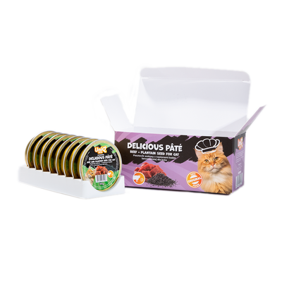 UNIQ PETS Natvoer voor katten ROYAL BEEF rundvleespaté met lancetzaad 30 g x 8 st 