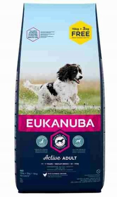 EUKANUBA Adult Middelgroot Kipras 18kg (15kg+3kg GRATIS) 