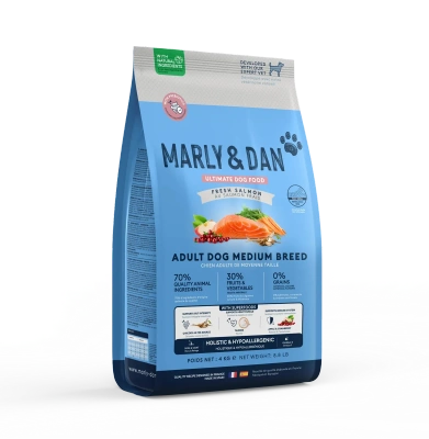 Marly & Dan Adult Hond Middelgroot Ras Verse Zalm Holistic & Hypoallergeen 12kg droogvoer