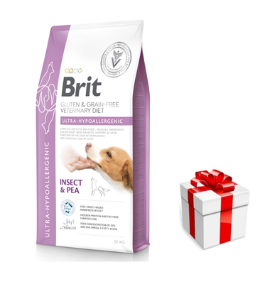 Brit GF Veterinary Diets Hond Ultra-Hypoallergeen Insect 12kg + GRATIS een verrassing voor je hond!