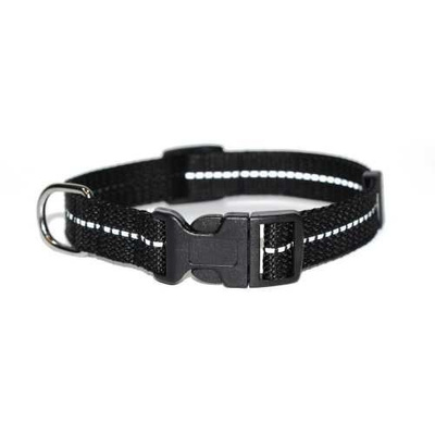 DINGO reflecterende webbing halsband zwart 1,6 x 28-48cm