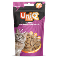 UNIQ PETS kattensnoepjes - haarbal zachte hartjes met kip 50g 