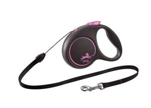 Flexi leash Black Design S Rope 5m tot 15kg Roze