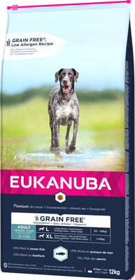 Eukanuba Adult Large Grain Free Zalm 12kg + GRATIS een verrassing voor je hond!