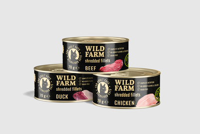WILD FARM Filets Rund & Kip 24x70g - graanvrij nat kattenvoer in bouillon