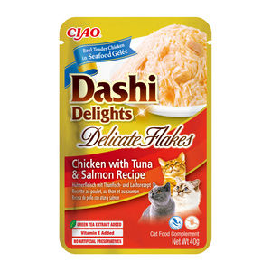 INABA Dashi Delights Delicate Vlokken Kip met Tonijn &amp; Zalm Recept 40g