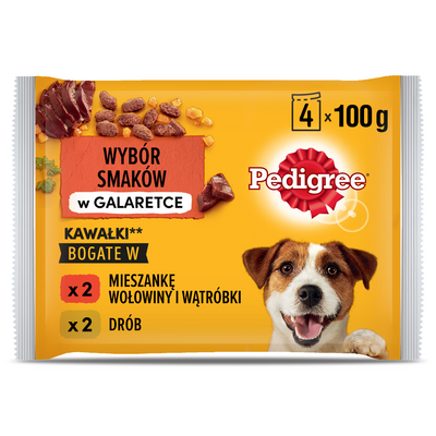 Pedigree Natvoer voor Volwassen Honden (Rundvlees, Gevogelte) 4x100g
