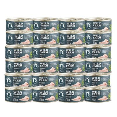 WILD FARM Mousse Witvis 24x80g - graanvrije mousse voor katten