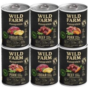 Wild Farm Monoprotein Beef 6x400g hypoallergeen hondenvoer MIX