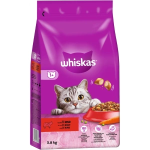WHISKAS Adult 3.8 kg - droog compleetvoer voor volwassen katten, met heerlijk rundvlees + WHISKAS Adult 3.8 kg - droogvoer voor volwassen katten, met heerlijke kip