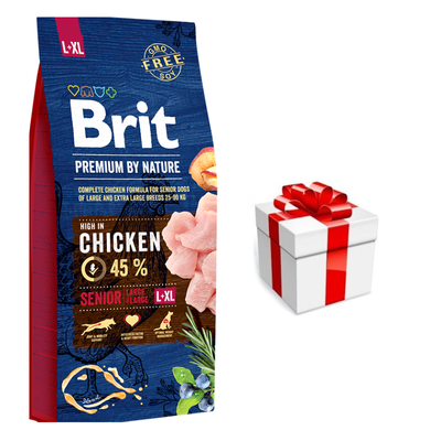 Brit Premium By Nature Senior L+XL met Kip 15kg + GRATIS een verrassing voor je hond!
