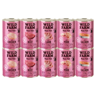 WILD FARM Pate 10x400g - glutenvrij kattenvoer MIX