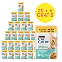 CAT CHOW Haarbal Kattenvoer met Kip en Groene Bonen in Saus 85g - 20 SIZEN + 6 GRATIS !!!