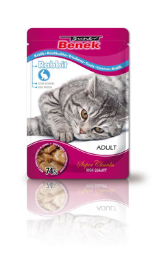 SUPER BENEK Adult Zakje voor katten met stukjes konijn 100g