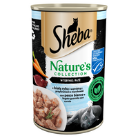 SHEBA blikje 400 g Nature's Collection - volledig natvoer voor volwassen katten, met witte vis en lever met wortelgarnituur, in terrine