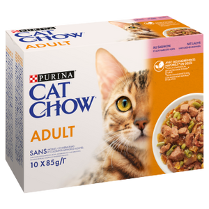 PURINA Cat Chow Adult kattenvoer met zalm en sperziebonen in gelei 10x85 g