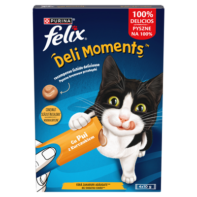 Felix Deli Moments Romige kattensnacks met kip 4x10g