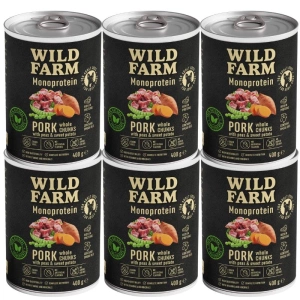 Wild Farm Monoprotein Varkensvlees 6x400g hypoallergeen hondenvoer