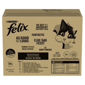 FELIX Fantastisch Kattenvoer selectie van smaken in gelei 120x85g