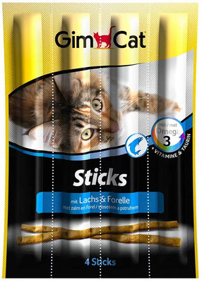 GIMCAT Sticks zalm en forel cabanas voor katten 4 stuks 