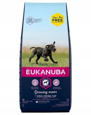 EUKANUBA Puppy&Junior Large Breed Kip 15kg +3kg GRATIS